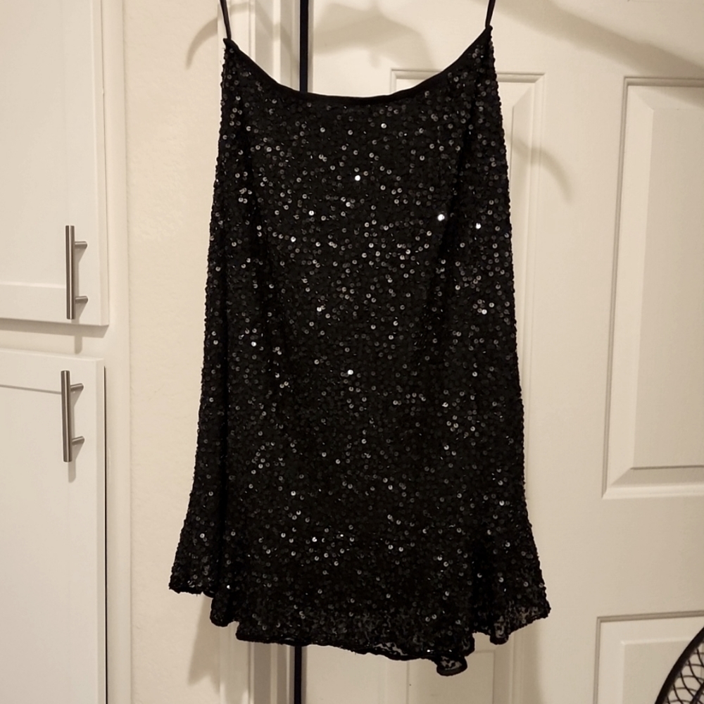 Adrianna Papell Evening Essentials Black Sequin Skirt Size 8